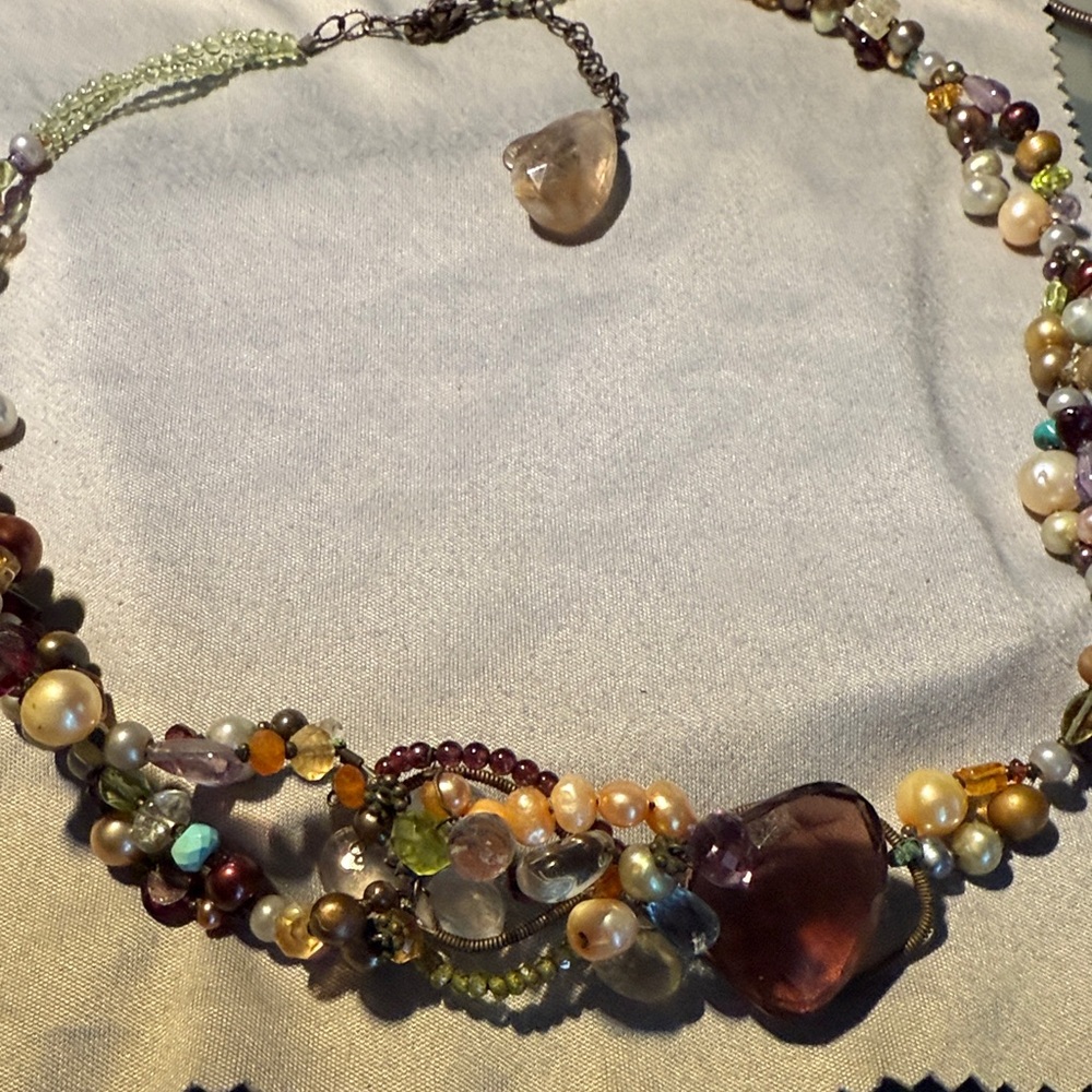 Gorgeous Custom Anna Balkan Beaded Necklace with Gold and Purple Accents